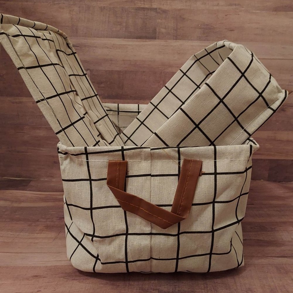 *1 DAY SALE* (3) Collapsible Foldable Sizeable Organization Storage Bins Baskets - Picture 1 of 16